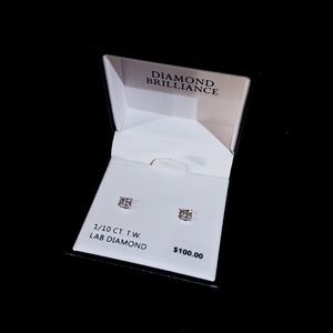 BRAND NEW Sterling Silver Diamond Earrings